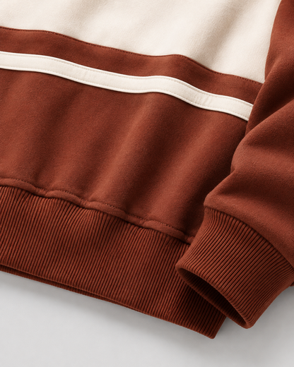 Farbblockdesign des Herren Rugby-Polo-Pullovers im Detail