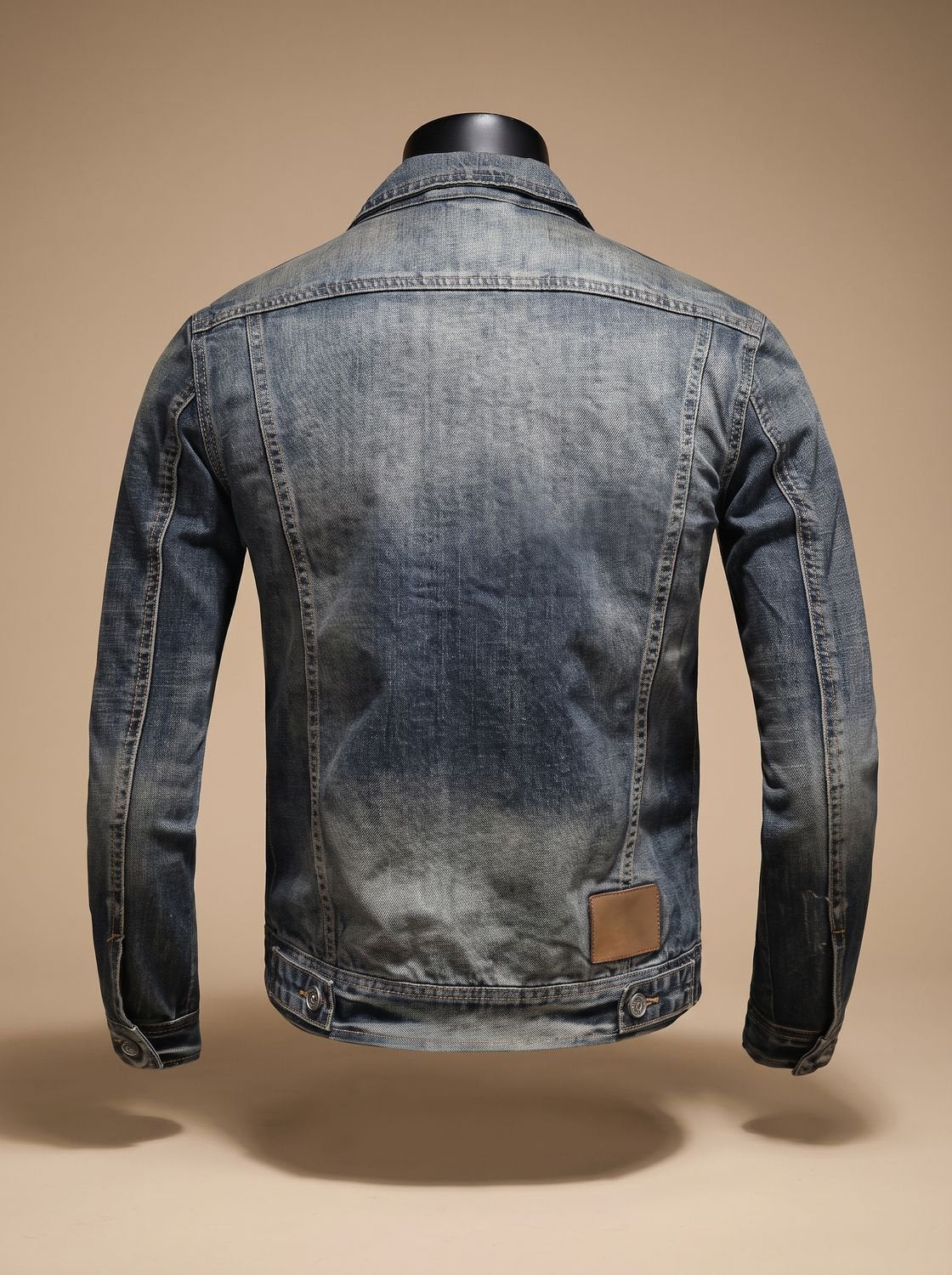 Rückansicht der Herren-Jeansjacke mit Vintage-Waschung