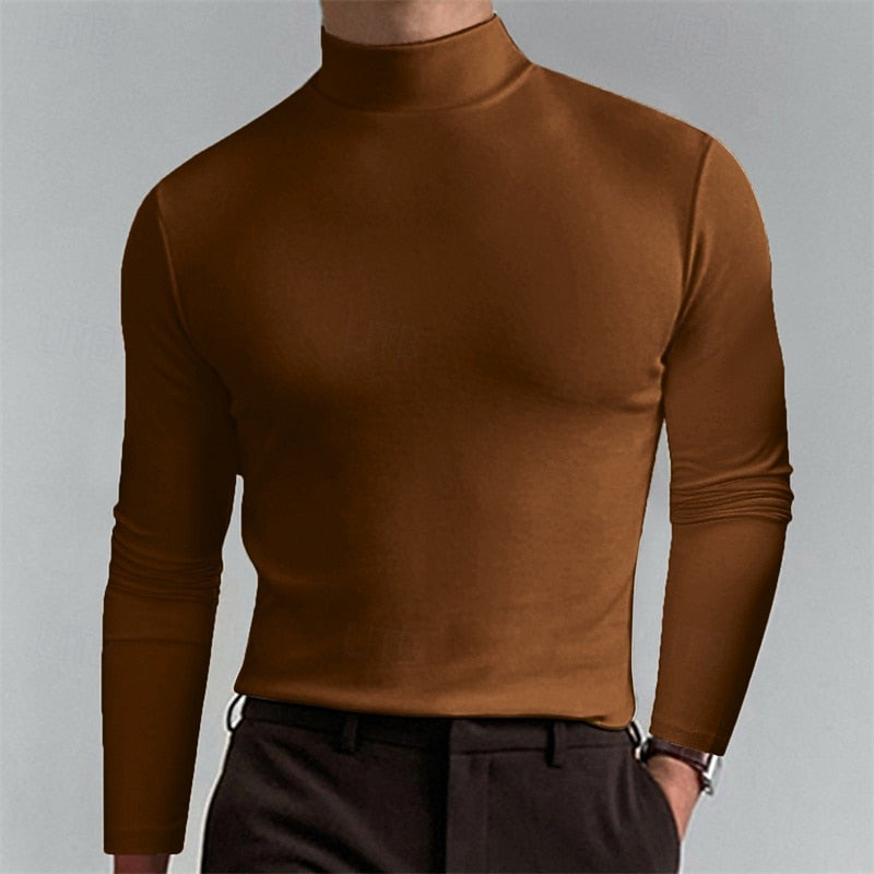 Herren-Rollkragenshirt mit klassischem Kragen in Slim Fit