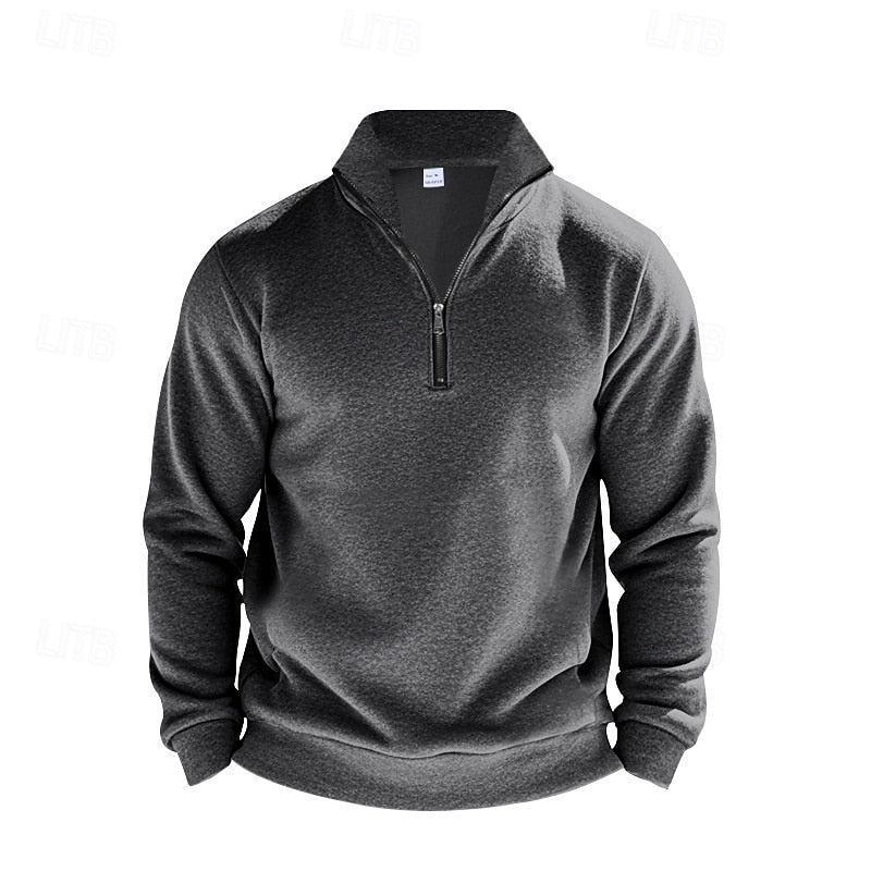 Herren-Troyer-Pullover von vorne mit kurzem Reissverschluss