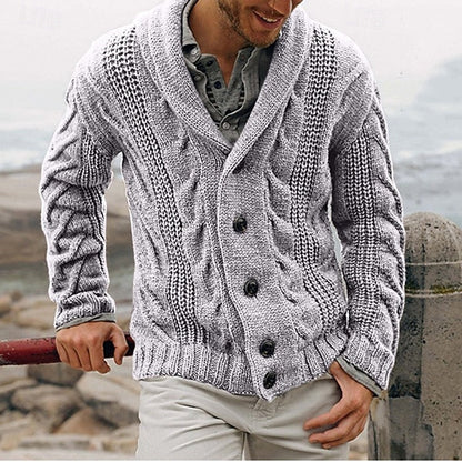 Herren Grobstrick Cardigan Mit Schalkragen