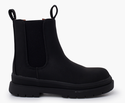 Damen Wedge Boots Niedriger Schaft Runde Spitze Gummisohle Wildleder Schwarz