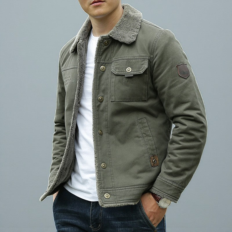 Herren Winterjacke Baumwollfutter Sherpa-Kragen