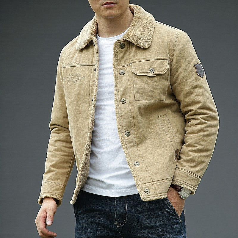 Herren Winterjacke Baumwollfutter Sherpa-Kragen