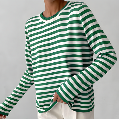 Women's Long Sleeve Knit Top Loose Fit Versatile – Cotton Blend