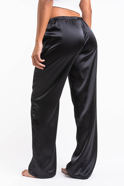 Women's Lounge Pants Low Waist Straight Leg Elastic Waistband with Drawstring