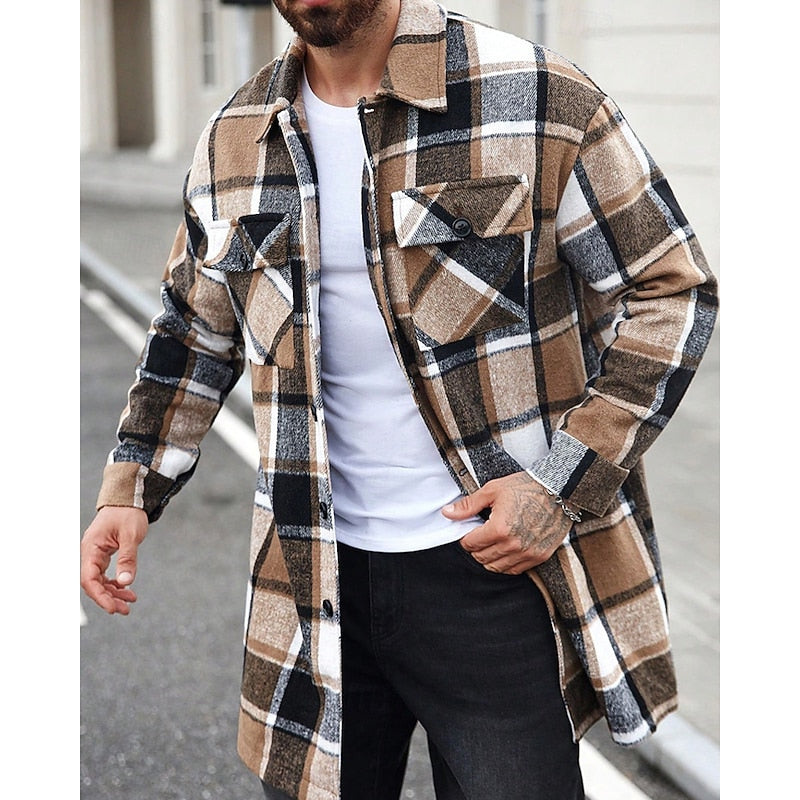 Herren Karierte Hemdjacke Im Overshirt Stil