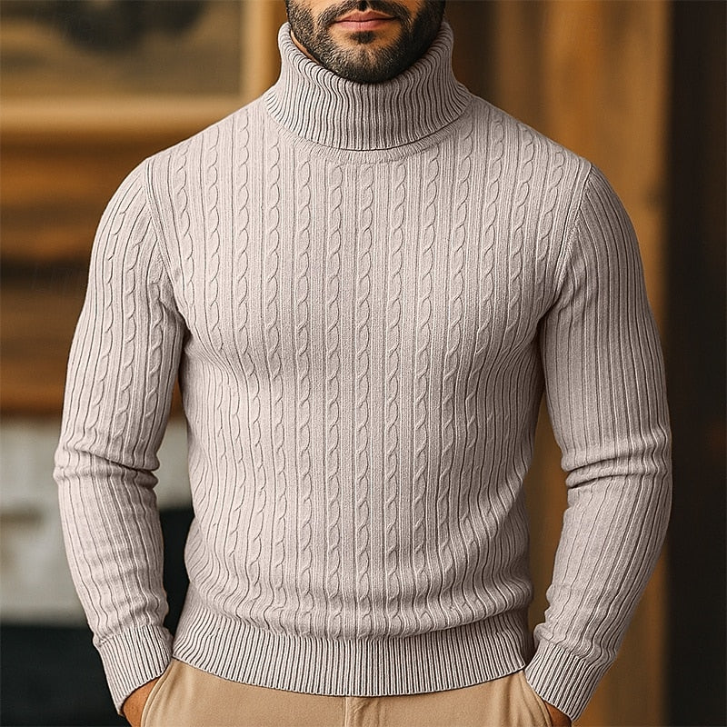 Herren Rollkragenpullover Mit Zopfmuster