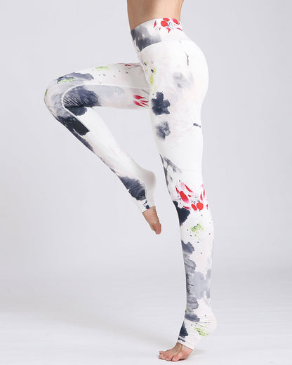 Damen High Waist Leggings mit Blumenmuster
