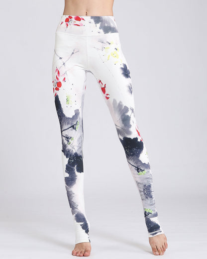 Damen High Waist Leggings mit Blumenmuster