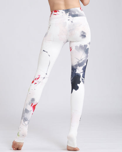 Damen High Waist Leggings mit Blumenmuster