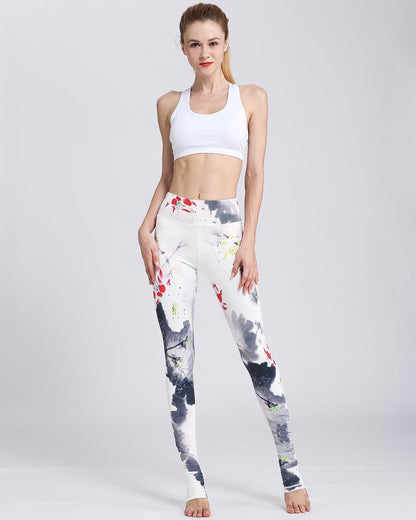 Damen High Waist Leggings mit Blumenmuster