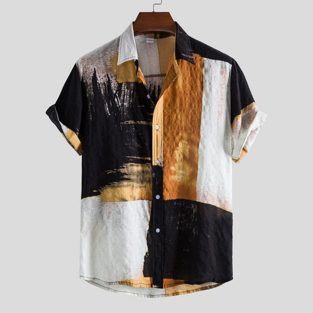 Men's Short-Sleeve Polo Shirt with Turn-Down Collar and Three Buttons – Cotton Blend