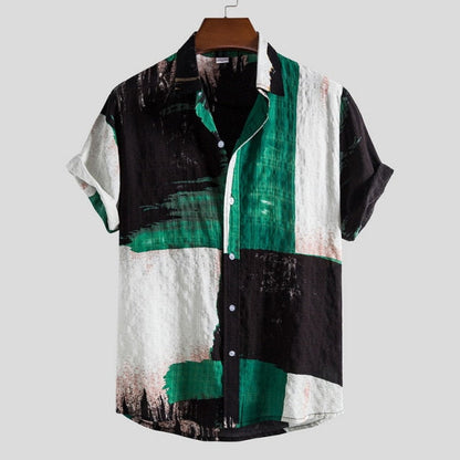 Men's Short-Sleeve Polo Shirt with Turn-Down Collar and Three Buttons – Cotton Blend
