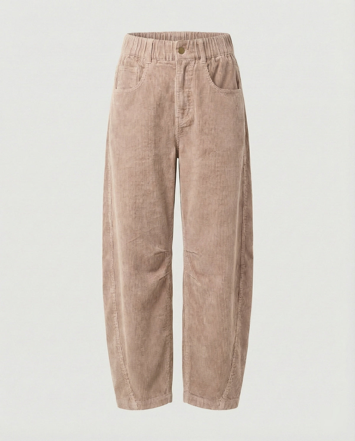 Seitliche Ansicht der weiten High-Waist-Cordhose