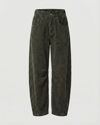 Detailansicht des hohen Bundes der Damen-Cordhose