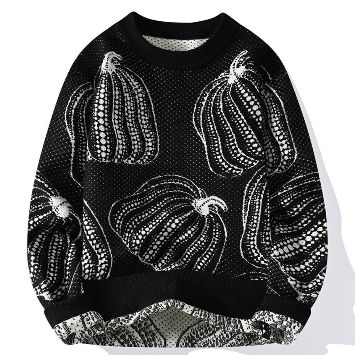 Damen-Strickpullover für den Herbst mit Kürbismuster und grober Webstruktur
