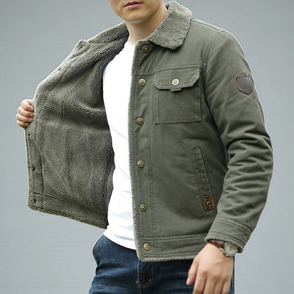 Herren Winterjacke Baumwollfutter Sherpa-Kragen