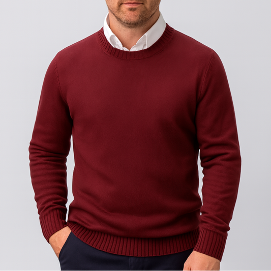 Herrenpullover Slim Fit Rundhalsausschnitt mit Rippbündchen