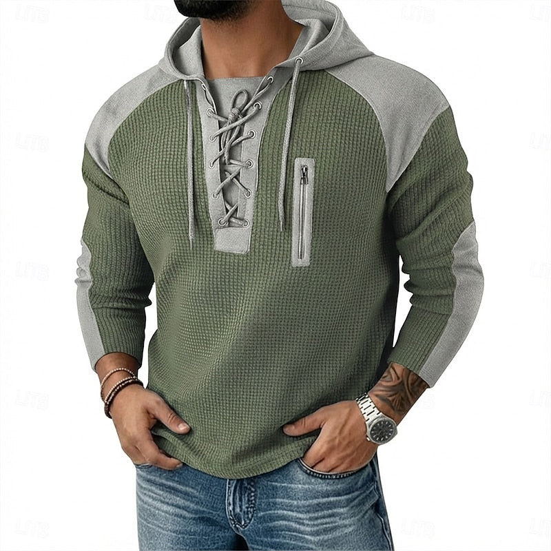 Herren-Kapuzenpullover mit Waffelstruktur in Frontalansicht