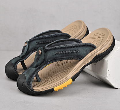 Herren Sandalen Mit Konturiertem Fußbett Und Leder-Riemen