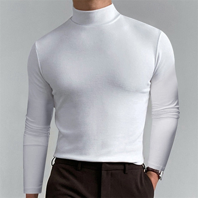Vorderansicht eines Herren-Rollkragenshirts mit figurbetontem Schnitt