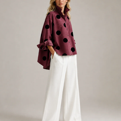 Damen Jeanshemd mit Polka Dot Muster – Lockerer Schnitt