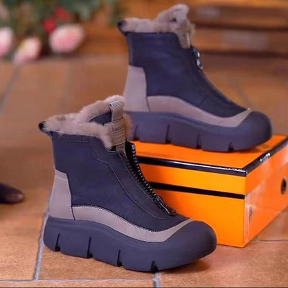 Damen Winter-Schneestiefel mit Reißverschluss und dicker Sohle