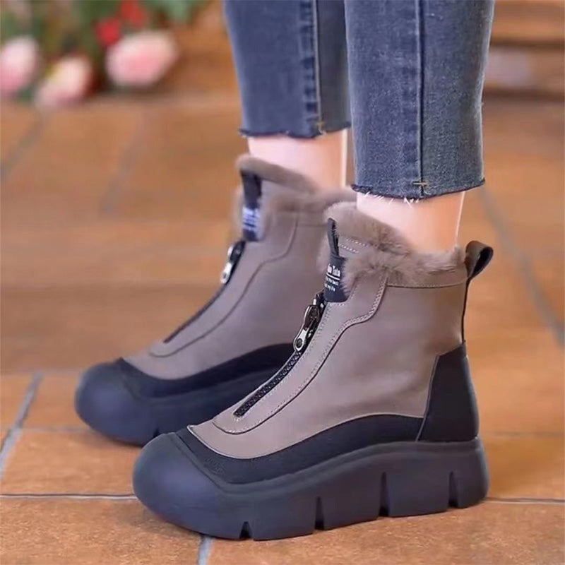Damen Winter-Schneestiefel mit Reißverschluss und dicker Sohle