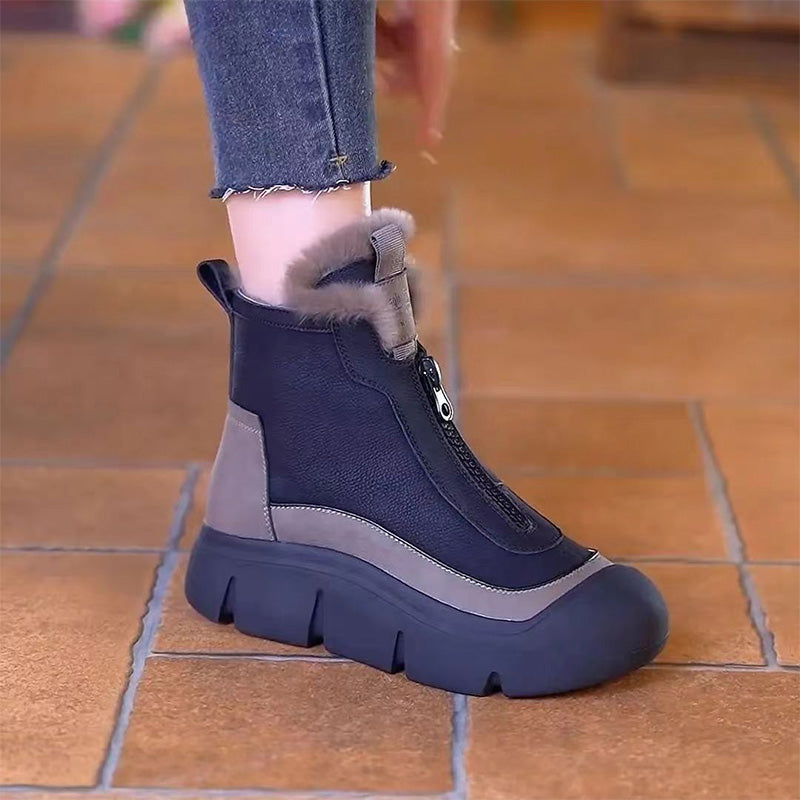 Damen Winter-Schneestiefel mit Reißverschluss und dicker Sohle