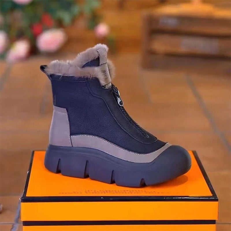Damen Winter-Schneestiefel mit Reißverschluss und dicker Sohle