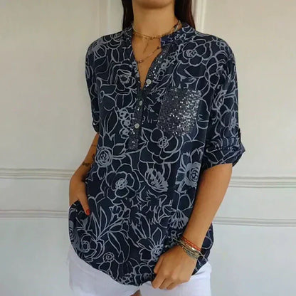 Damenbluse mit Floralem Muster und Lockerem Schnitt