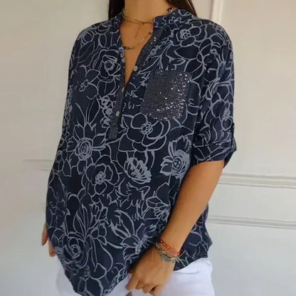 Damenbluse mit Floralem Muster und Lockerem Schnitt