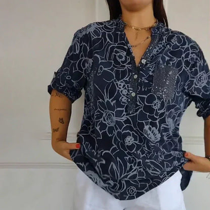 Damenbluse mit Floralem Muster und Lockerem Schnitt