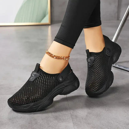 Damen-Sommer-Sneaker Aus Mesh Mit Verstellbarer Schnalle, Atmungsaktiv, Leicht, Ideal Zum Spazierengehen