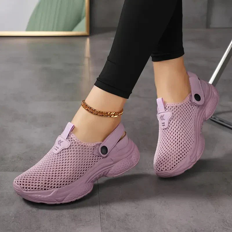 Damen-Sommer-Sneaker Aus Mesh Mit Verstellbarer Schnalle, Atmungsaktiv, Leicht, Ideal Zum Spazierengehen