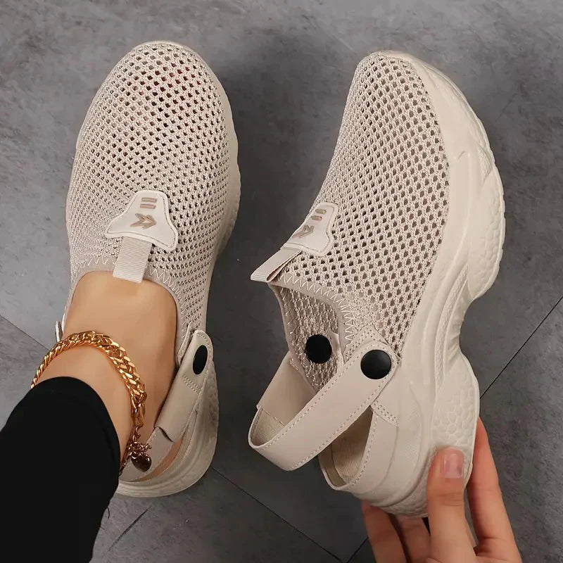 Damen-Sommer-Sneaker Aus Mesh Mit Verstellbarer Schnalle, Atmungsaktiv, Leicht, Ideal Zum Spazierengehen