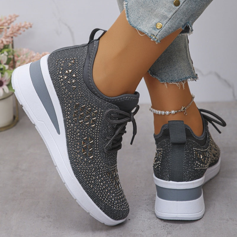 Damen Orthopädische Sneaker Mit Fußgewölbestütze Und Strassdesign