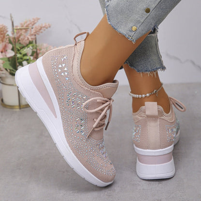 Damen Orthopädische Sneaker Mit Fußgewölbestütze Und Strassdesign