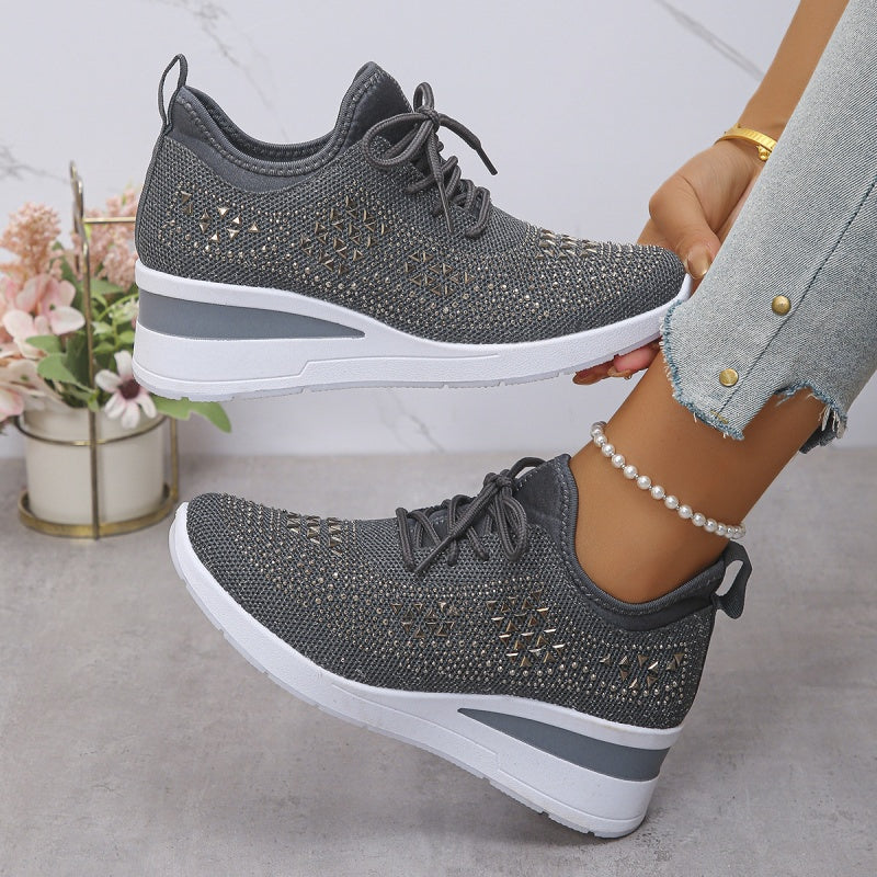 Damen Orthopädische Sneaker Mit Fußgewölbestütze Und Strassdesign