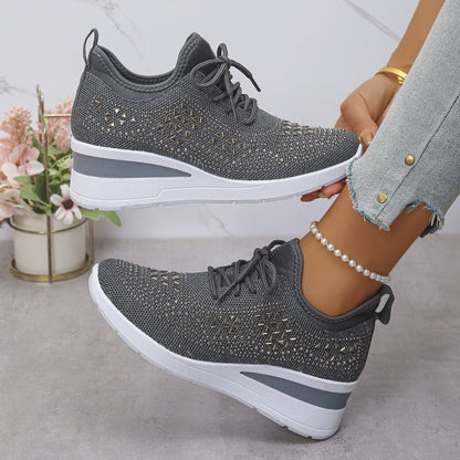 Damen Orthopädische Sneaker Mit Fußgewölbestütze Und Strassdesign