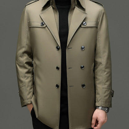Herren Herbst-Trenchcoat mit abnehmbarem Innenfutter und verstellbarem Gürtel