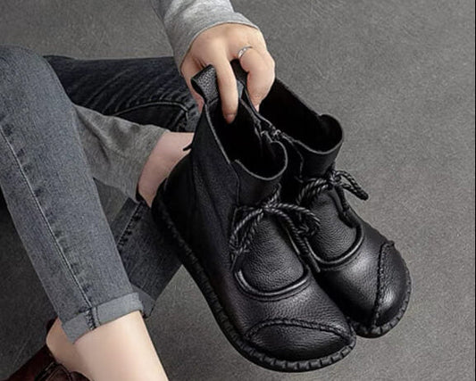 Women's Handmade Moccasins with Side Zipper and Low Heel