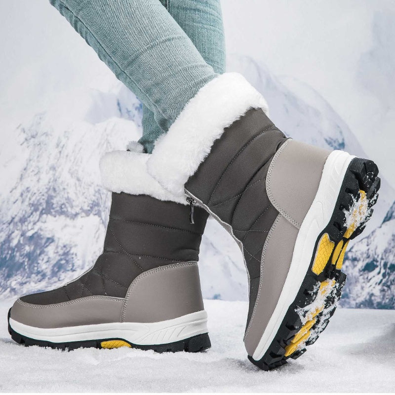 Women's Winter Snow Boots with Zipper and Non-Slip Sole