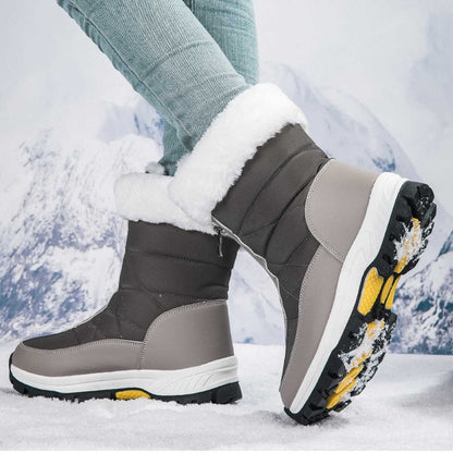 Women's Winter Snow Boots with Zipper and Non-Slip Sole