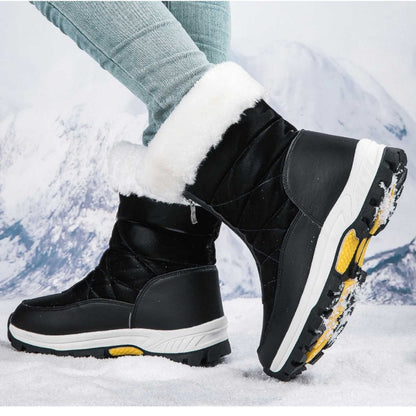 Women's Winter Snow Boots with Zipper and Non-Slip Sole