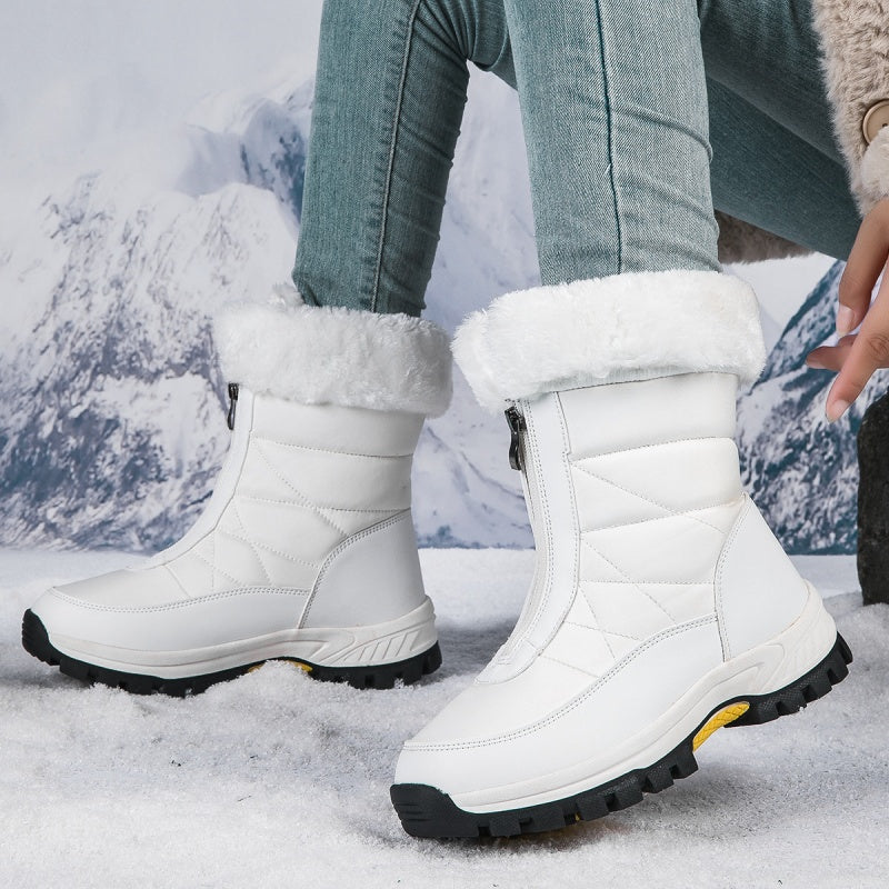 Women's Winter Snow Boots with Zipper and Non-Slip Sole