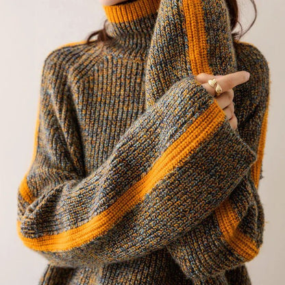 Damen Rollkragenpullover Mit Weichem Strick Und Lockerer Passform