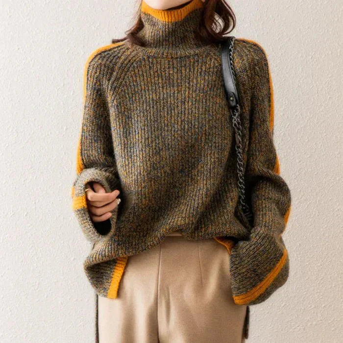 Damen Rollkragenpullover Mit Weichem Strick Und Lockerer Passform