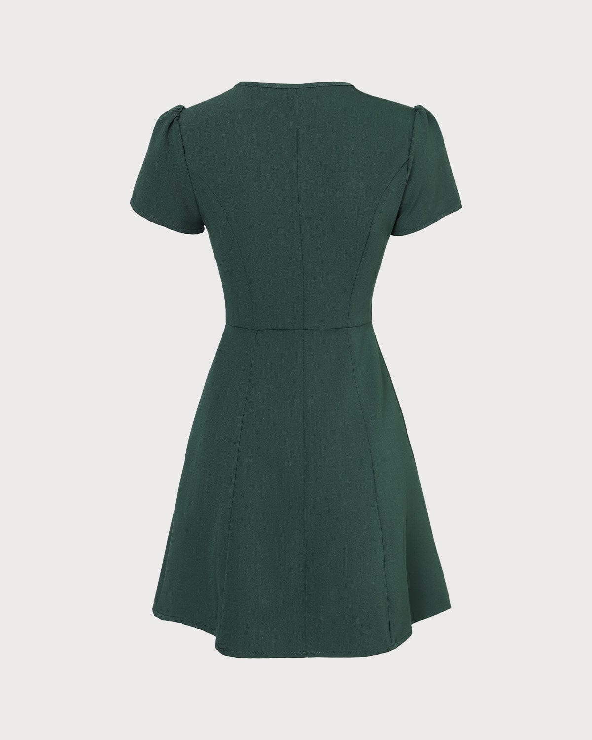Damen Minikleid mit V-Ausschnitt, Knopfleiste und A-Linien-Silhouette, Kurzarm